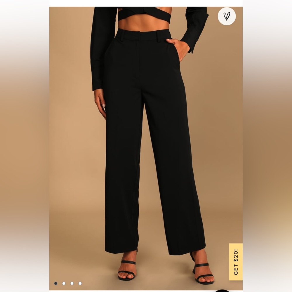 Lulu’s So Get This Black High Waisted Wide Leg Trouser Pants